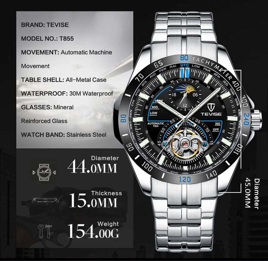 Reloj Hombre TEVISE ORBITAL Sport Autom tico Acero Inoxidable