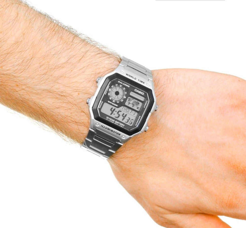 Reloj Hombre CASIO WORLD TIME Casino Royale AE-1200 Vintage Digital Cu –  HBW Zurich Relojes