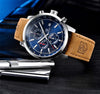 Reloj Hombre BENYAR TURBINE Clásico-Sport Cuarzo Cuero Genuino, CAFÉ Cristal Mineral BENYAR