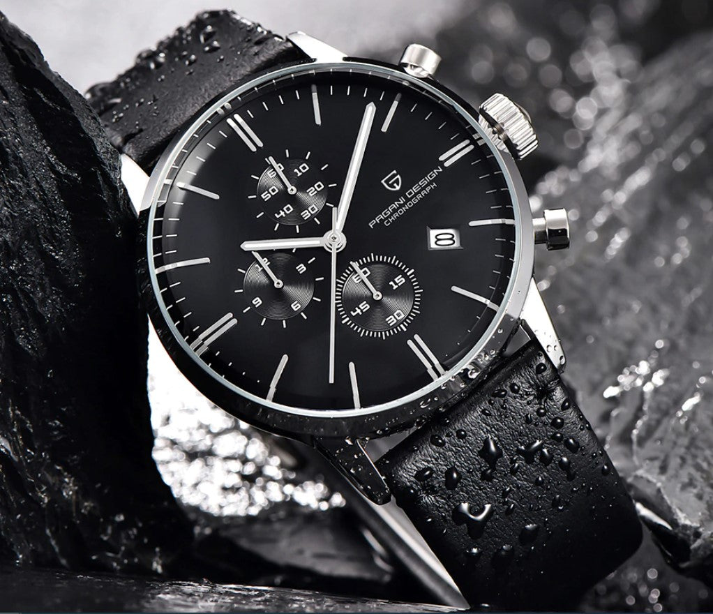 Reloj Hombre PAGANI DARK KNIGHT Cuarzo Negro Cristal de Zafiro 100% Original
